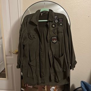 Free People embellished military shirt jacket
